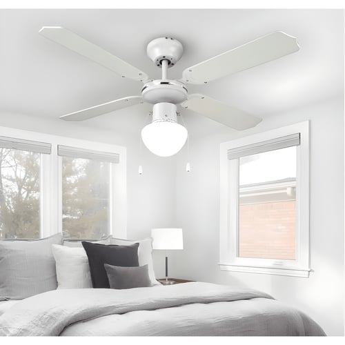 מאוורר תקרה SIERRA 42 עם חוטי משיכה לבן - מנוע שקט וחסכוני