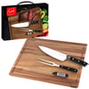 Premium Kitchen Knife Set: Santoku, Thermometer, Fork, and Wooden Board