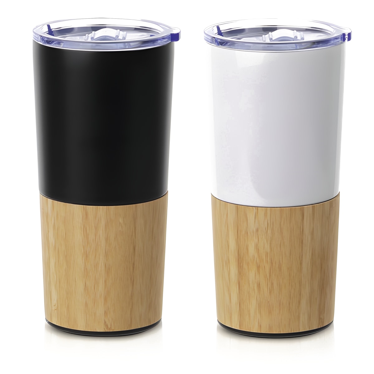 כוס נירוסטה מעוצבת עם במבוק לשמירת חום וקור