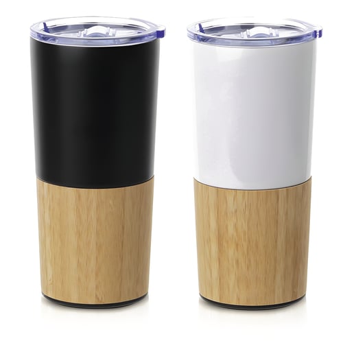 כוס נירוסטה מעוצבת עם במבוק לשמירת חום וקור