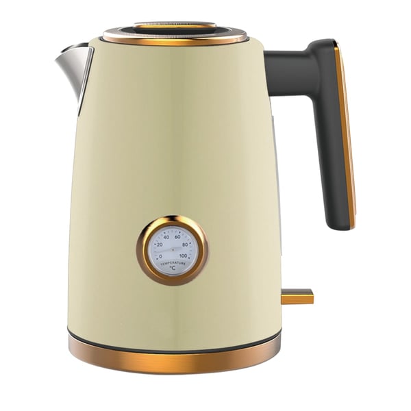 Luxury Cream Electric Kettle with Gold Finish and Water Gauge