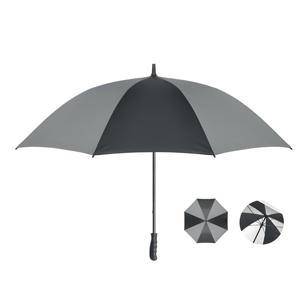Wind-Resistant Umbrella with Straight Handle and Reflective Panels