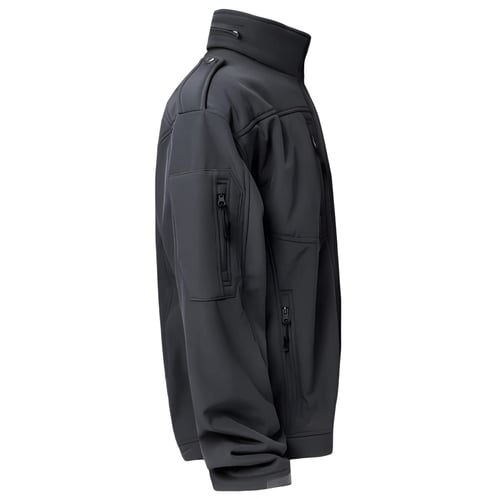 מעיל סופטשל בצבע שחור בסגנון צבאי