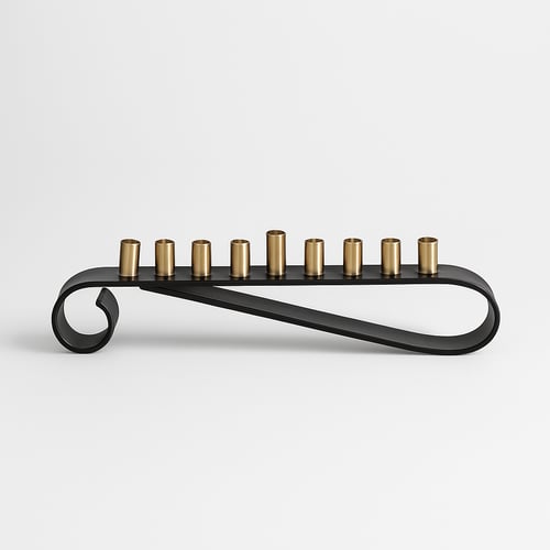 חנוכייה אלומיניום לנרות מהודרת 27x7 ס"מ