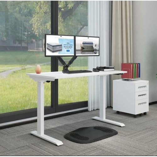 שולחן עבודה מתכוונן בגובה עם משטח כפול