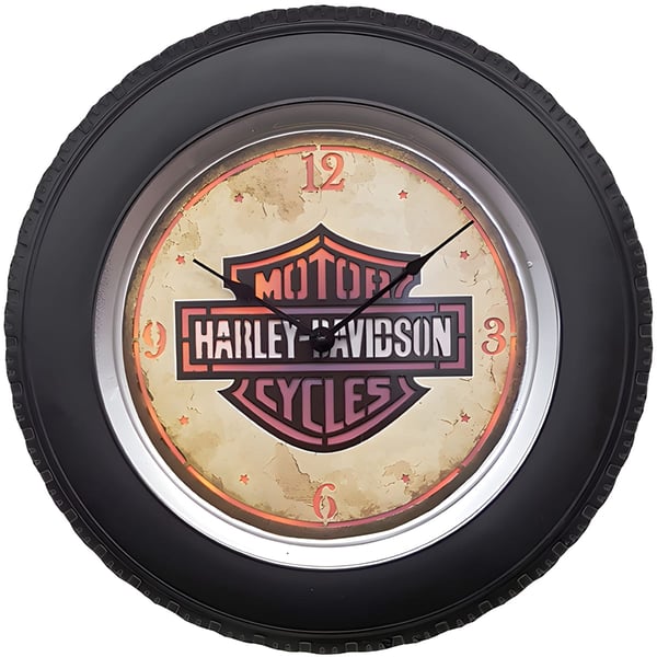 שעון קיר הארלי דוידסון עם תאורת לד ושלט רחוק