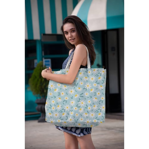 תיק צד קנווס חוף רחב עם הדפסה צבעונית