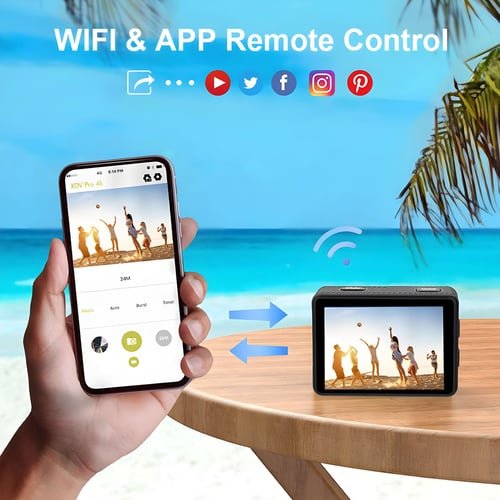 מצלמת אקסטרים WiFi עם 2 מסכים באיכות 4K