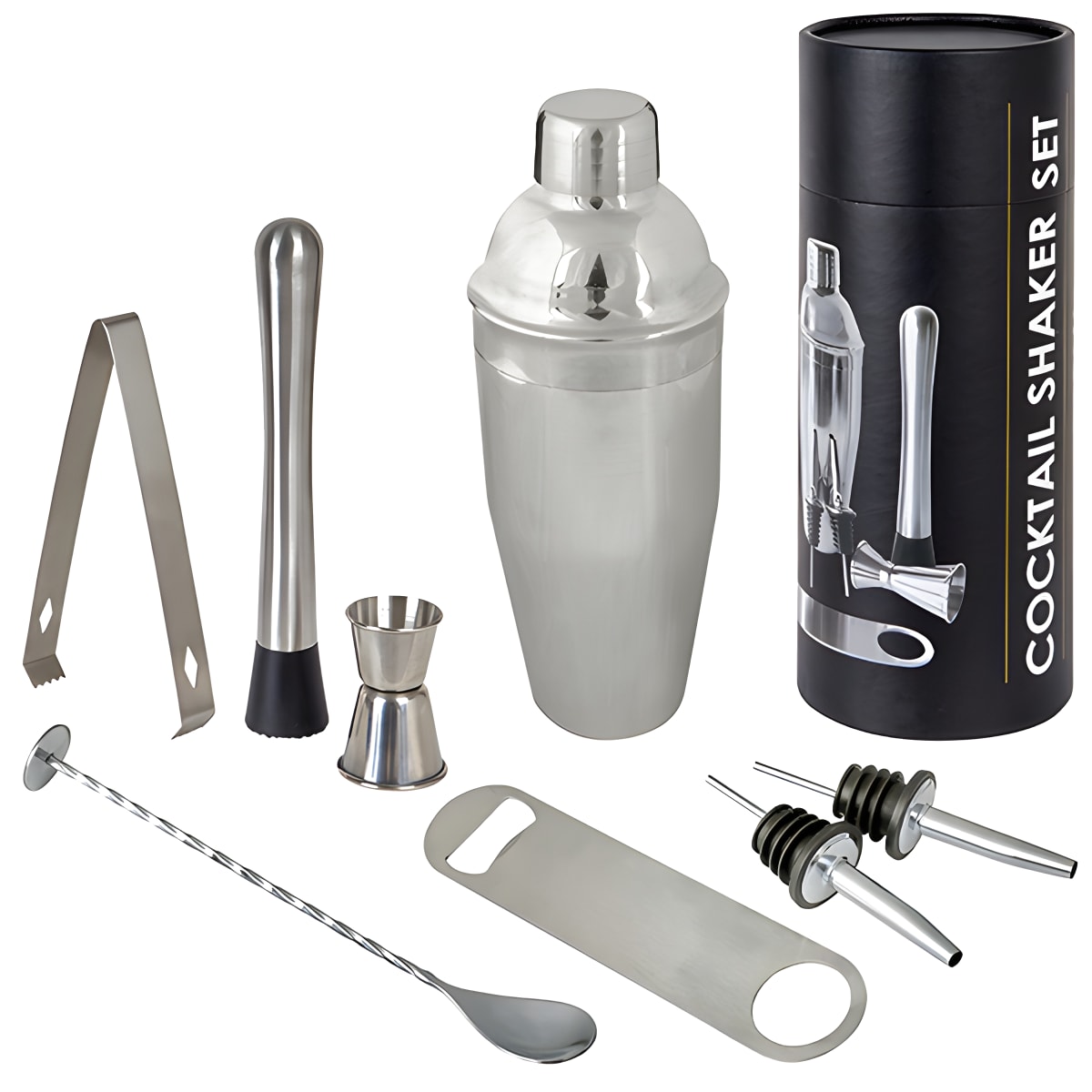 ערכת שייקר קוקטייל ברמן פרימיום - 8 חלקים בקופסת מתנה