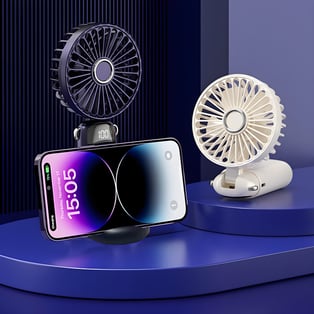 מאוורר ידני מתקפל עם 3 מהירויות וסוללה נטענת