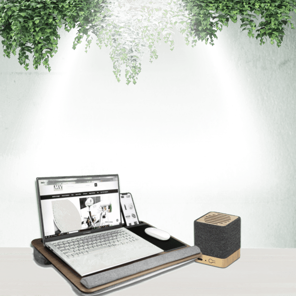 Luxury Office Set with Wood Laptop Tray and Bamboo BT Speaker