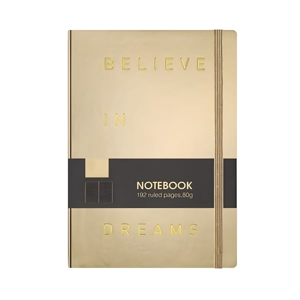 PU Leather Notebook in Mustard with Unique Brown Stripe