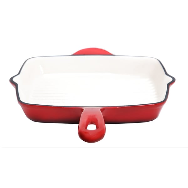 מחבת ברזל יצוק 25x25 לצלייה עם שכבת אמייל באדום