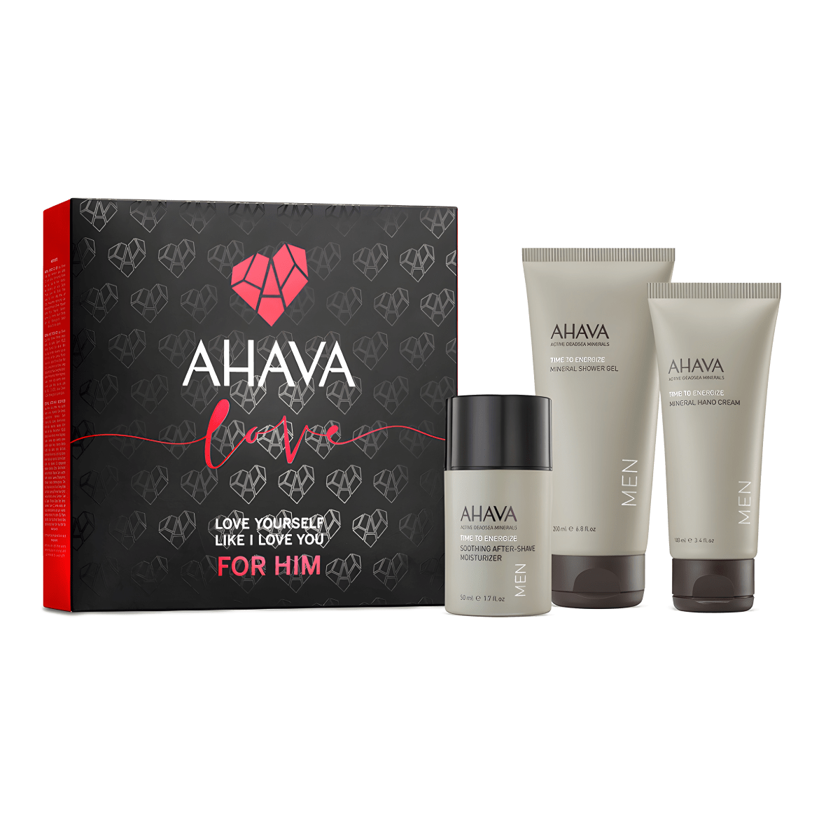 ערכת טיפוח לגבר עם קרם לחות, קרם ידיים וג'ל רחצה מבית AHAVA