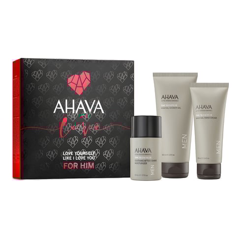 ערכת טיפוח לגבר עם קרם לחות, קרם ידיים וג'ל רחצה מבית AHAVA
