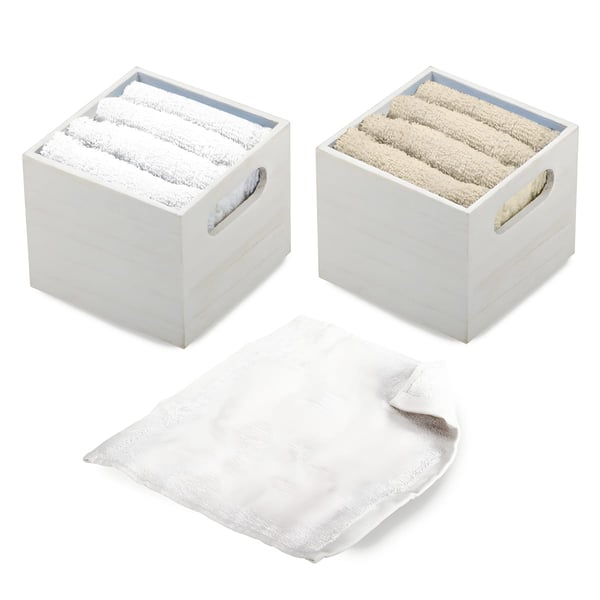 Luxurious 4-Piece Hand Towel Set in Elegant Wooden Box