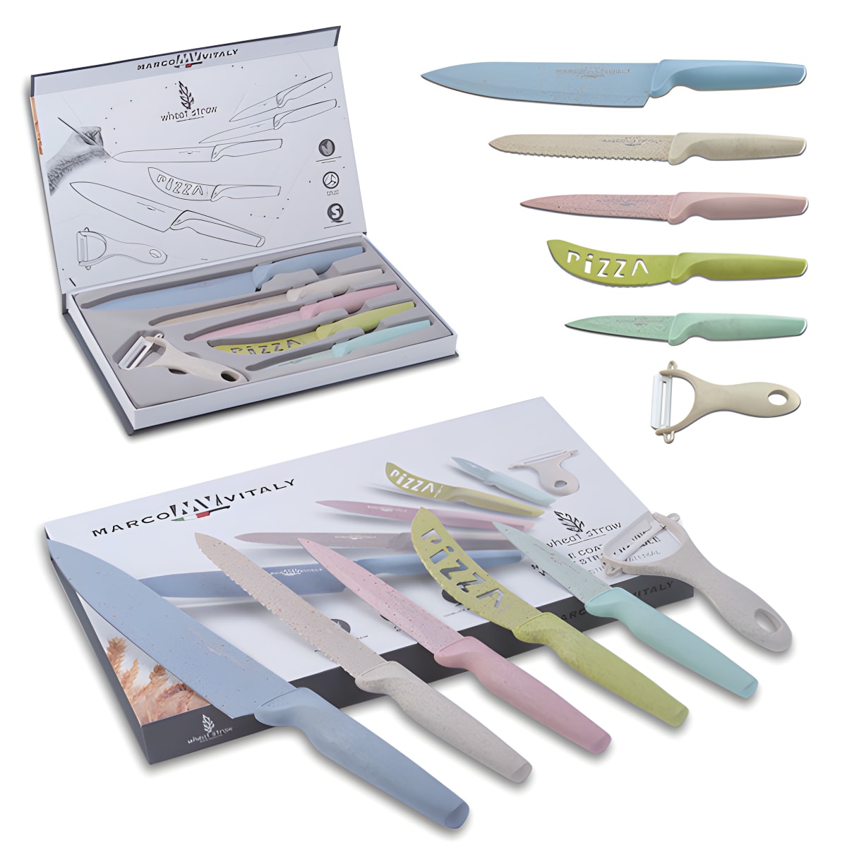 סט סכינים אקולוגי בעיצוב דמוי שיש – גרצייה, 6 חלקים