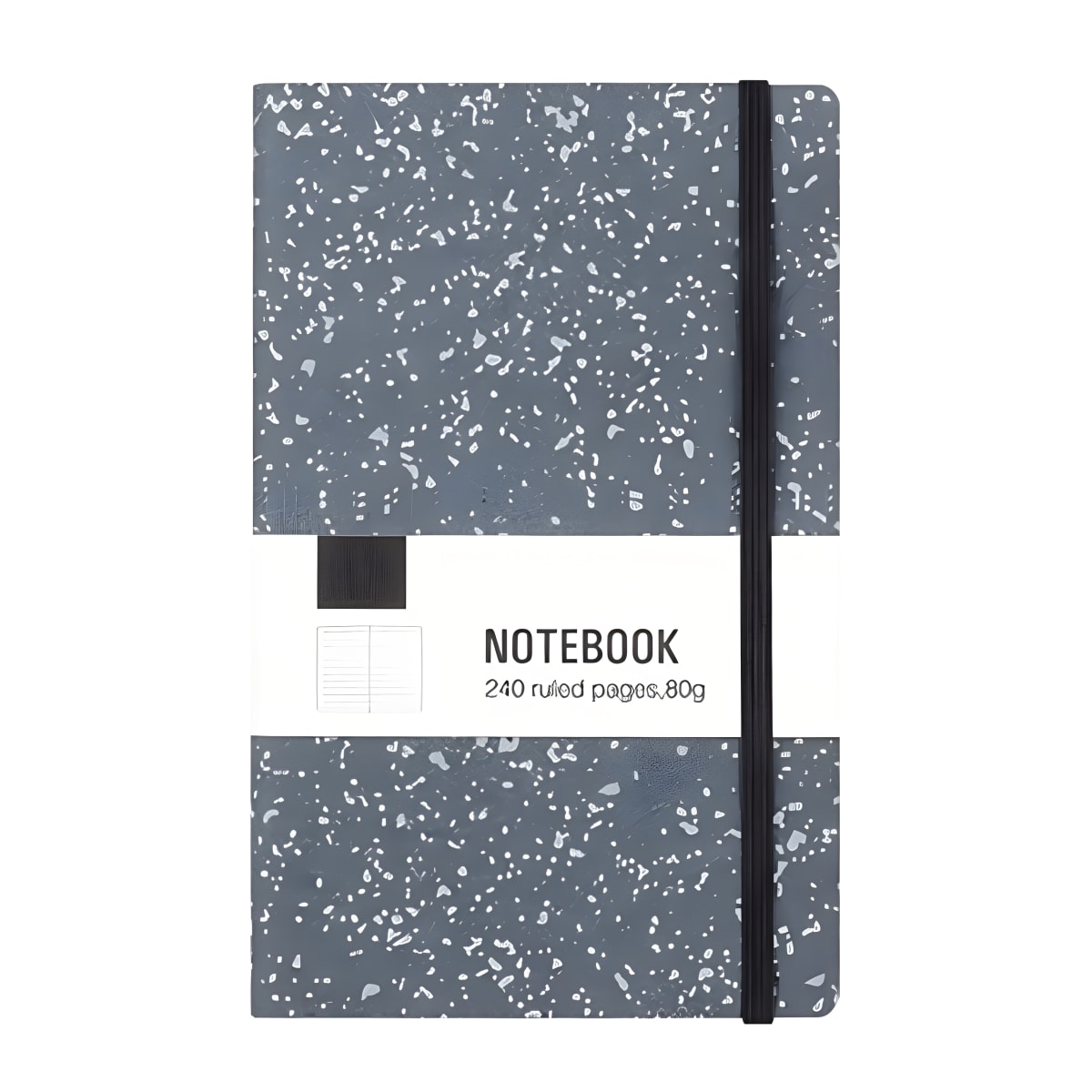 מחברת מעוצבת עם כריכה דמוי עור מנוקדת וגומייה עוטפת