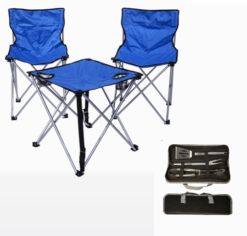 Foldable Picnic Set with Chairs, Table and BBQ Tools