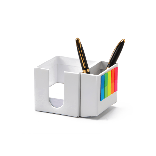 מעמד ממוחזר לניירות ממו עם דגלוני סימון ומחזיק עטים