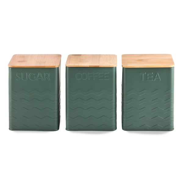 Metal Storage Box Set with Bamboo Lid for Kitchen