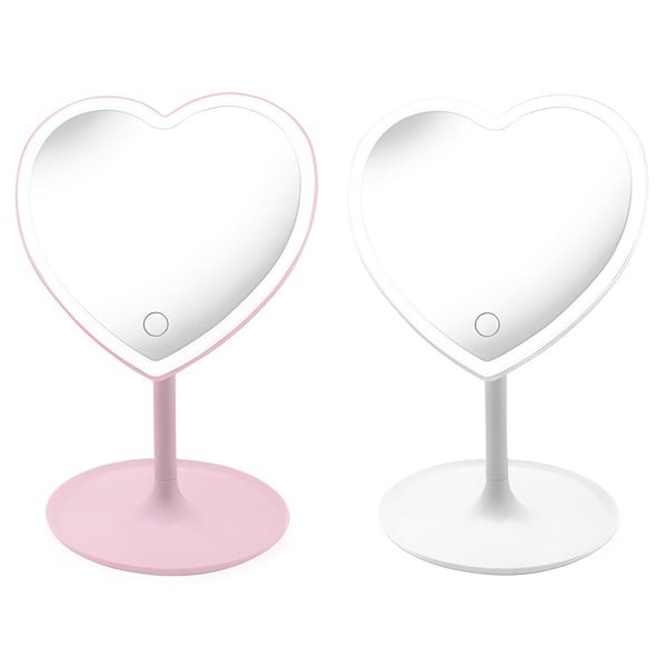 Heart-Shaped Mirror with Built-in LED Light