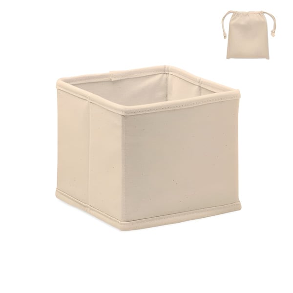 Foldable Cotton Storage Box with Drawstring Pouch
