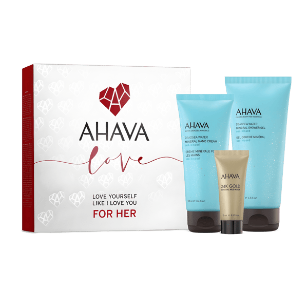 Ultimate Mineral Skincare Set for Women with Hand Cream, Shower Gel, and Gold Mask by AHAVA