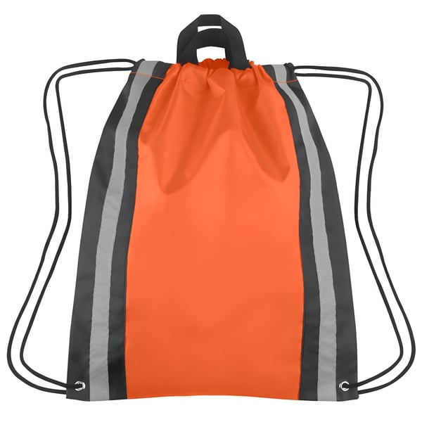 Zebra Nylon Drawstring Backpack with Reflective Stripes