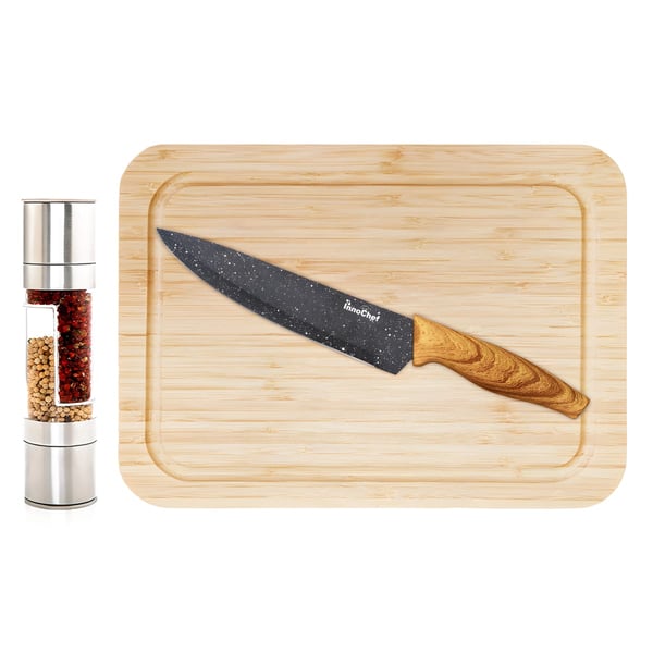 סט מטבח מושלם עם בוצ'ר עץ ושף סכין