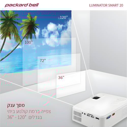 מקרן וידאו עוצמתי 3500 לומנס עם מראת מסך WiFi עד 120 אינץ'