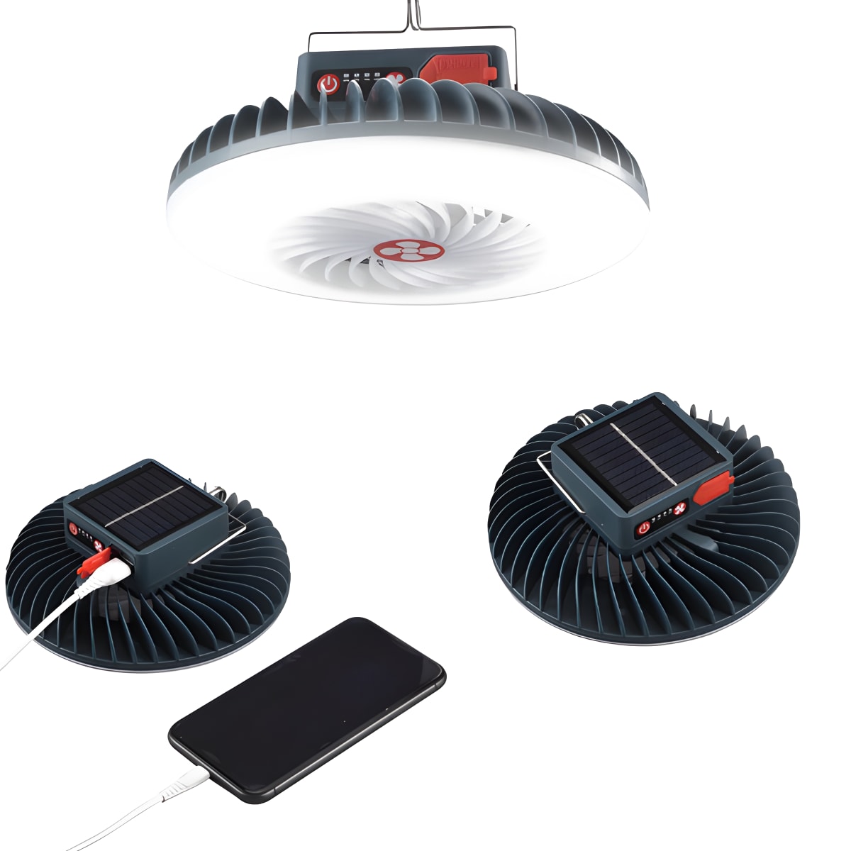 מאוורר סולרי רב תכליתי עם תאורה וטעינה