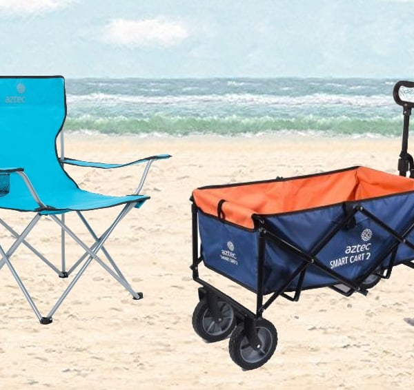 סט טיולים קמפינג וים עם עגלת קמפינג וכסא חוף מתקפל מבית Aztec