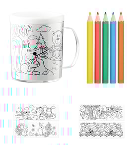 סט כוס כפולה עם עפרונות צבע