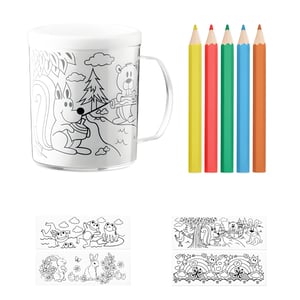 Double Wall Mug Set with Coloring Pencils