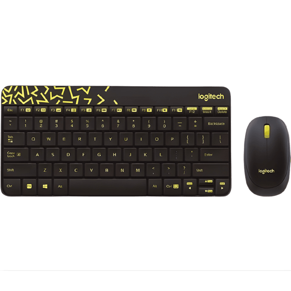 Logitech Wireless Keyboard and Mouse Set in Black-Yellow