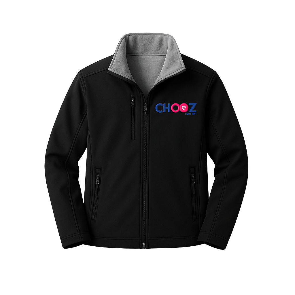 מעיל סופטשל מיקרו פליז שחור עם כובע נסתר