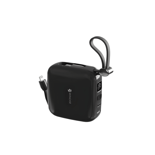 MIRASCASE Power Bank: Fast Charging with 2 Built-in Cables & Display 10000mAh