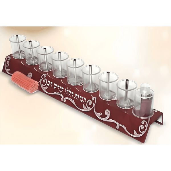 Decorative Oil Menorah with Tube and Wicks
