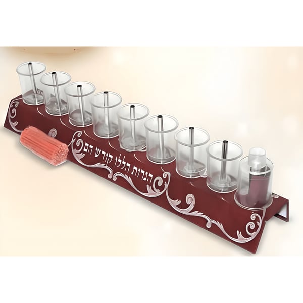 חנוכיית שמן דקורטיבית עם צינורית ופתיליות