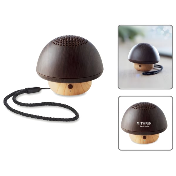 Mini Bluetooth Speaker with Wood-like Mushroom Design