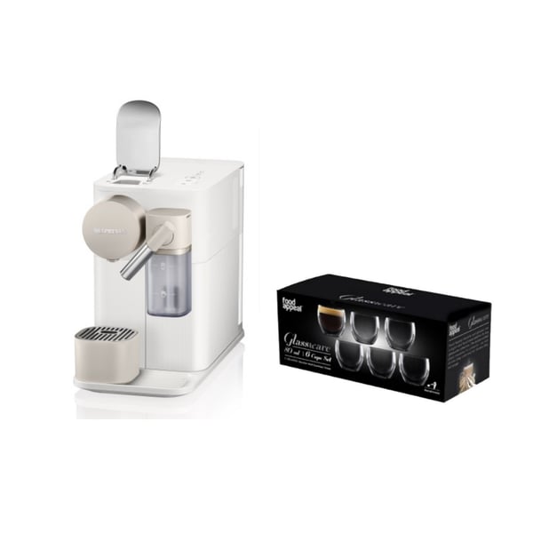מארז מכונת קפה Nespresso Lattissima One עם מקציף וכוסות אספרסו מעוצבות