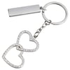 Luxurious Metal Keychain with Embedded Heart Stones and Branding Plate