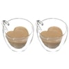 Set of 2 Double Glass Mugs with Heart Effect - Drink with Love