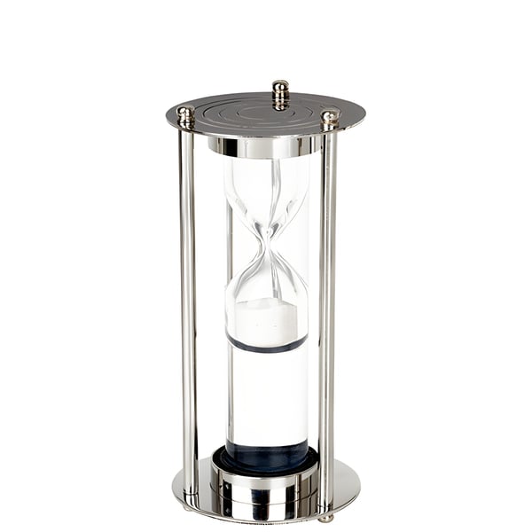 Chrome Nickel and Glass Hourglass - Precise and Decorative
