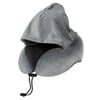 "MEMORY FOAM" כרית נסיעות לצוואר מרופדת עם קפוצ'ון בתיק PVC קשיח עגול - אפור