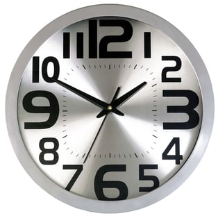 שעון קיר אלומיניום כסף - פתרון לרושם מקצועי
