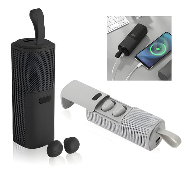 Bluetooth Speaker & Wireless Earbuds with 1500mAh Power Bank