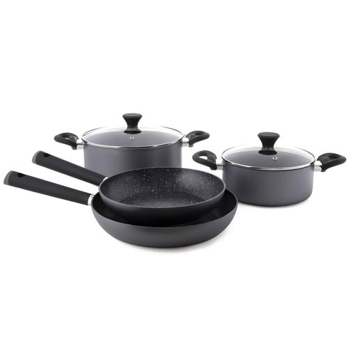 סט סירים ומחבתות מהודר עם ציפוי שיש למצעים אינדוקציה 6 חלקים - נאמן