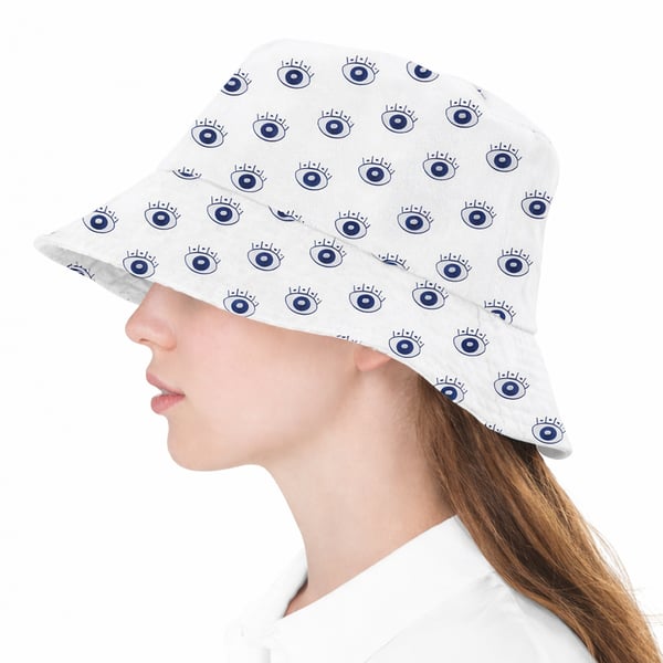 Stylish Hat with Colorful 'Evil Eye' Print - Made in Israel